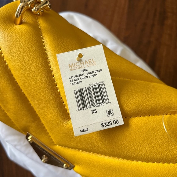 Michael Kors Sunflower Cece Chain Quilted Leather Crossbody Bag Purse - Picture 2 of 15